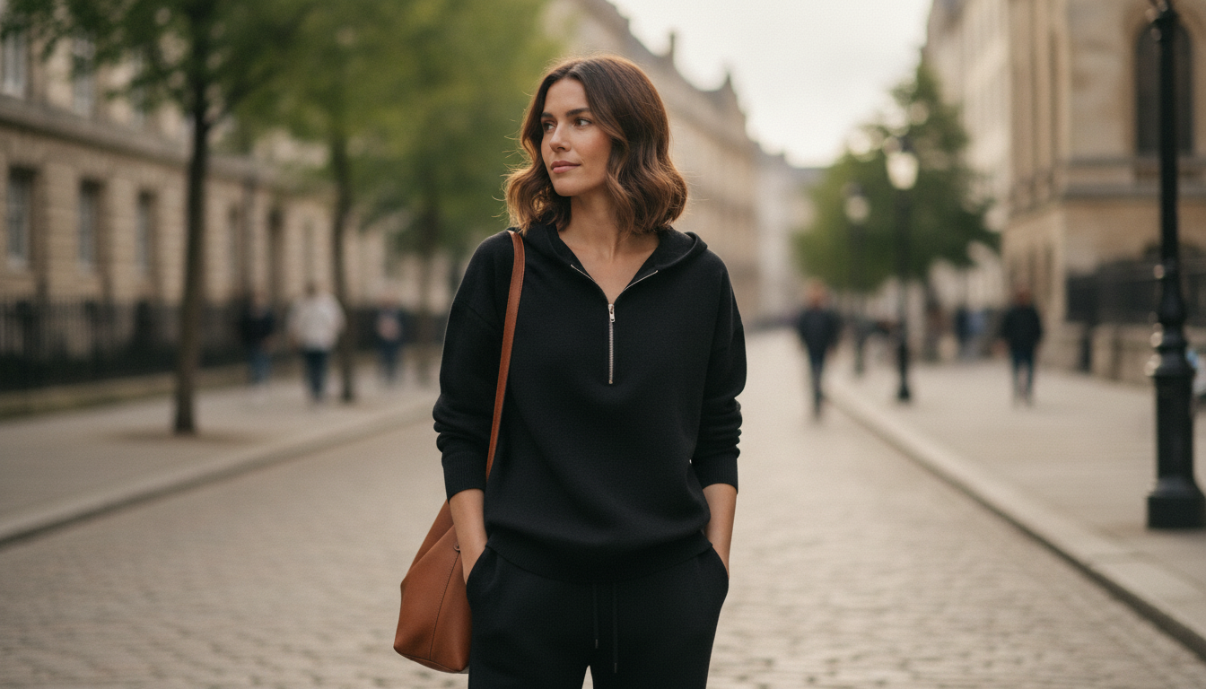 Loose-Fit Knit Zip Hoodie for Women: Year-Round Layer